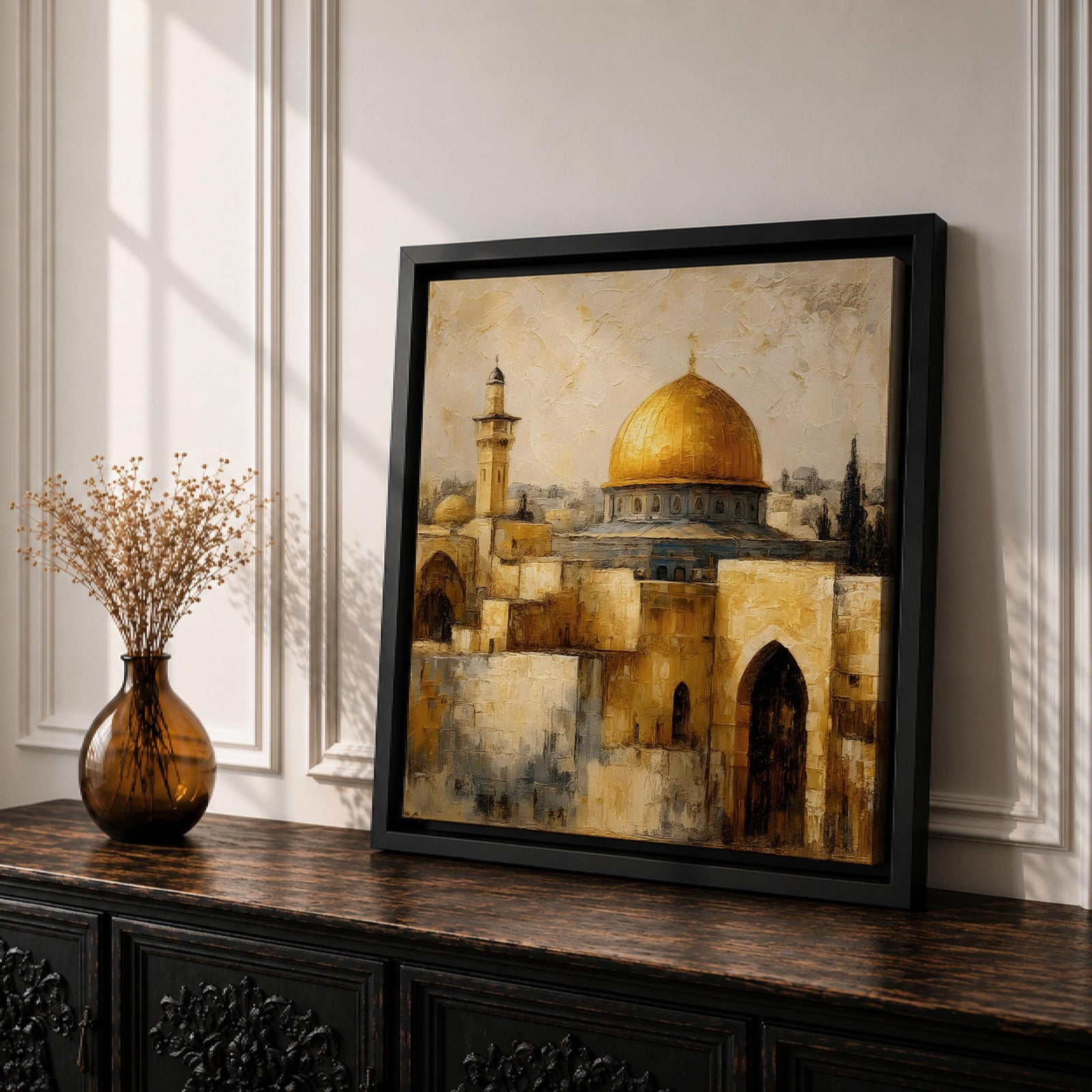 Masjid Al Aqsa Wall Art Old City Framed Canvas Jerusalem Mosque Vintage Islamic Decor