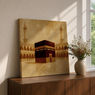 Kaaba Wall Art Vintage Mecca Mosque Framed Canvas Medina Islamic Prayer Room Decor