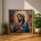Our Lady of Guadalupe Wall Art La Morenita Framed Canvas Mosaic Mexican Catholic Decor