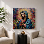 Our Lady of Guadalupe Wall Art La Morenita Framed Canvas Mosaic Mexican Catholic Decor
