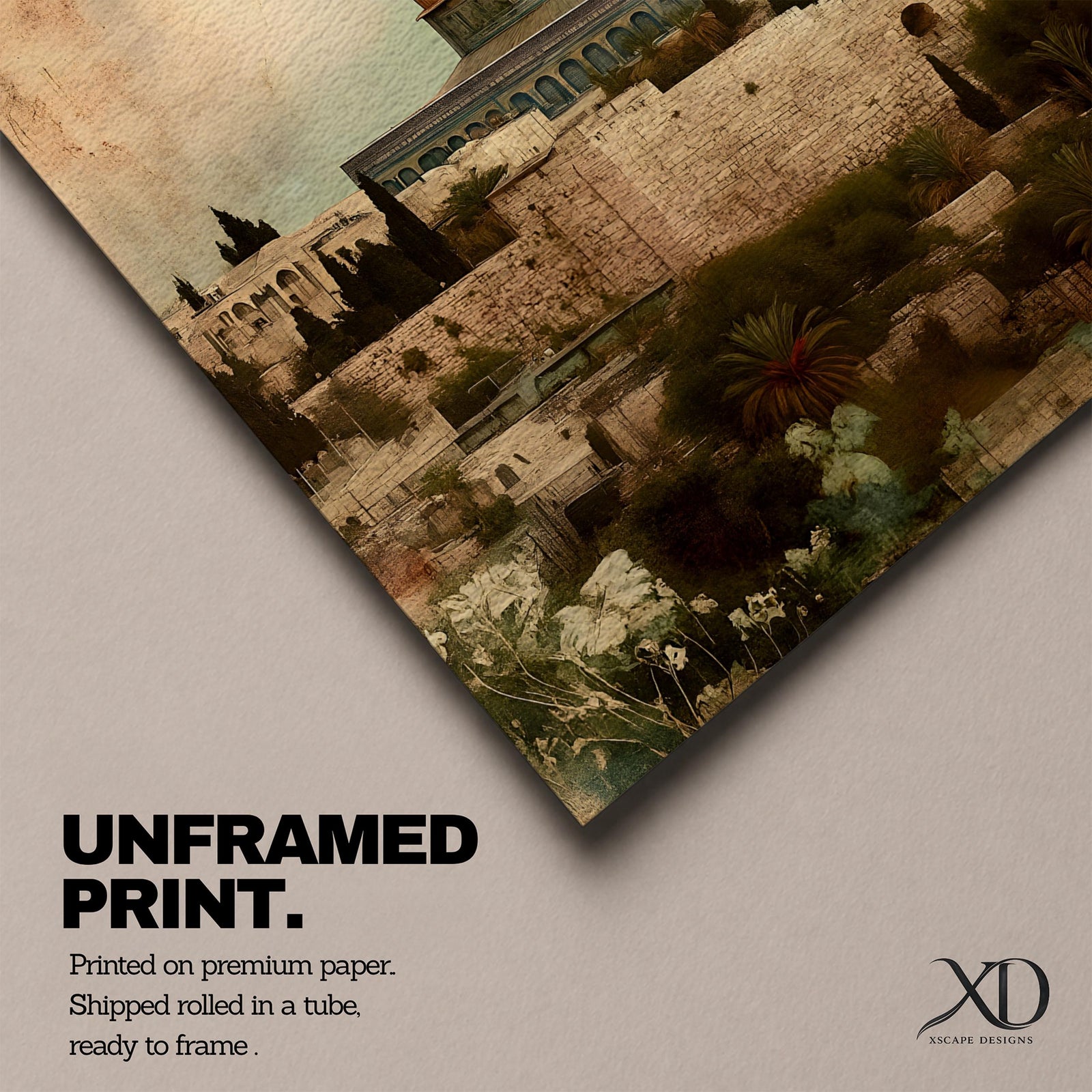 Masjid Al Aqsa Wall Art City View Framed Canvas Jerusalem Mosque Vintage Islamic Decor
