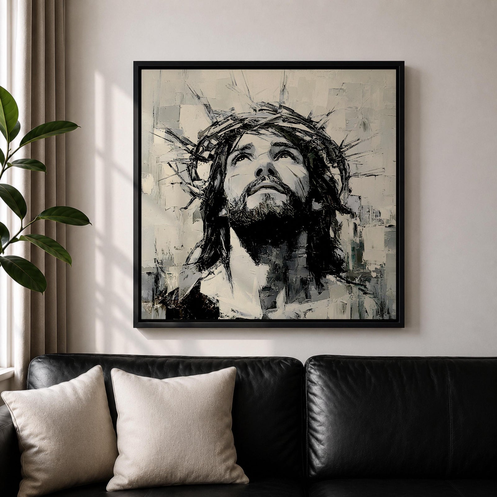 Jesus Crown of Thorns Wall Art Passion of Christ Framed Canvas Christian Home Decor