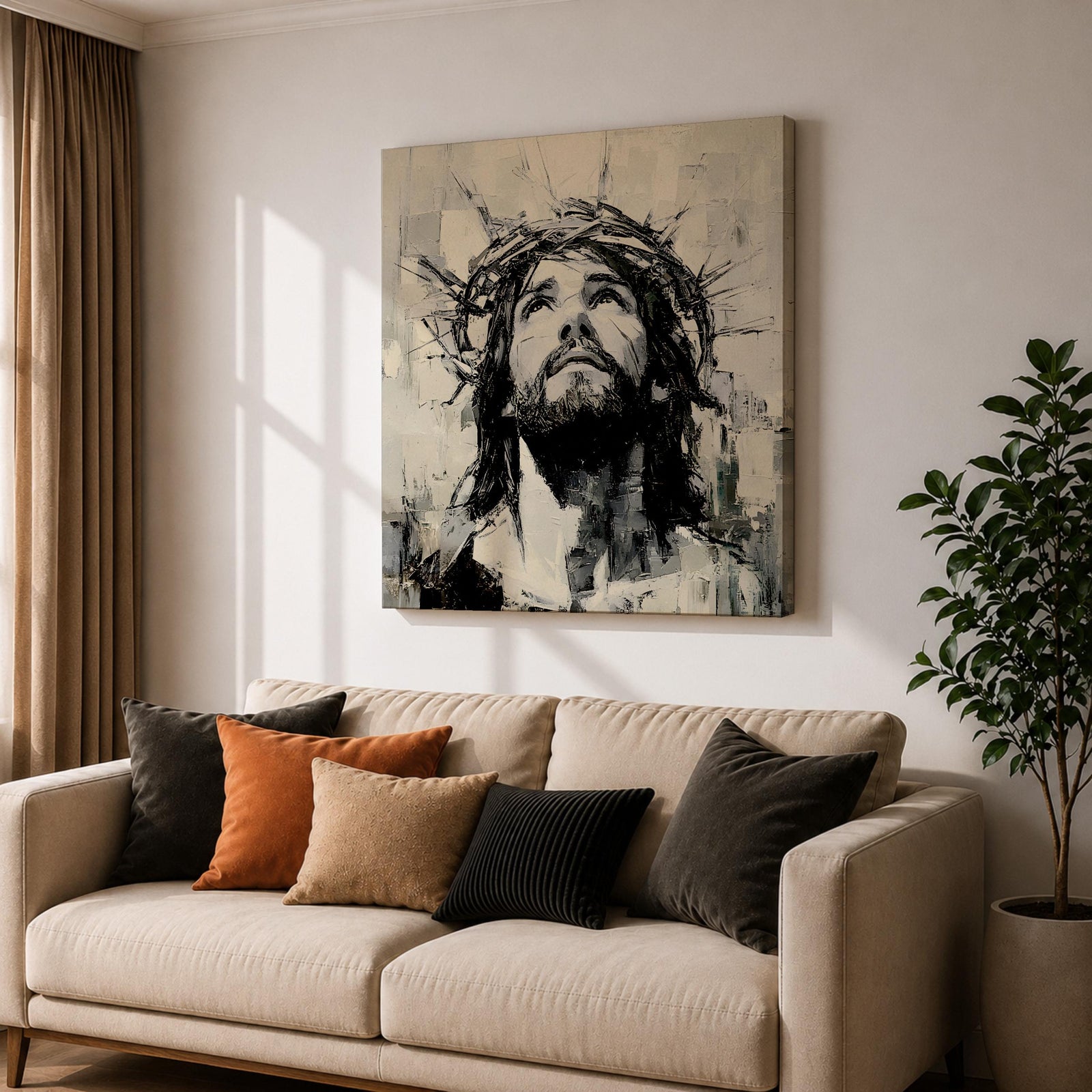 Jesus Crown of Thorns Wall Art Passion of Christ Framed Canvas Christian Home Decor