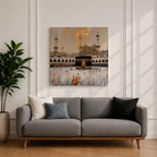 Kaaba Wall Art Tawaf Pilgrims Framed Canvas Masjid al Haram Mecca Islamic Home Decor