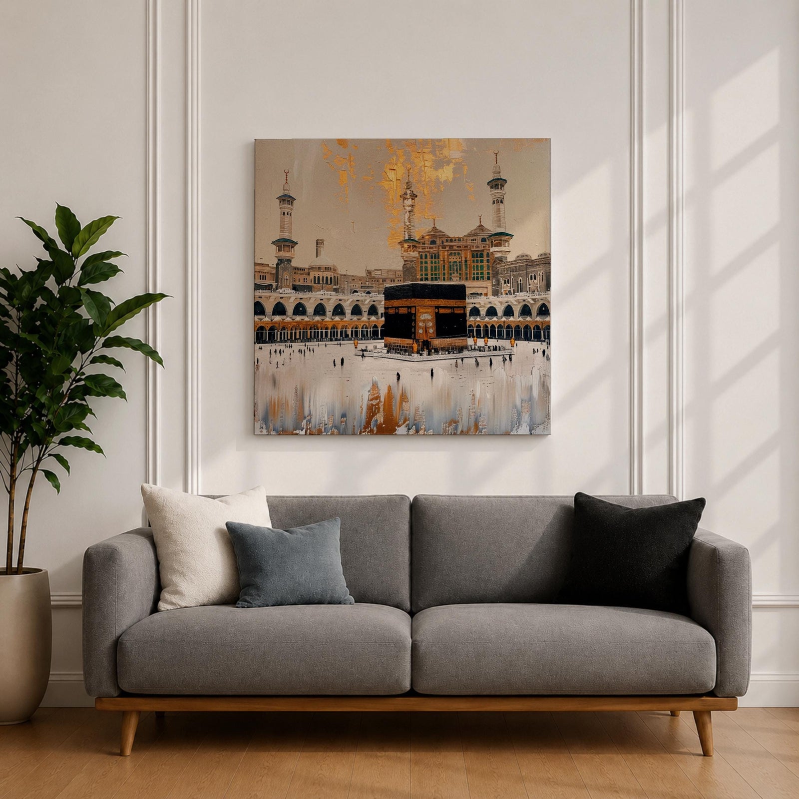 Kaaba Wall Art Tawaf Pilgrims Framed Canvas Masjid al Haram Mecca Islamic Home Decor