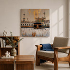 Kaaba Wall Art Tawaf Pilgrims Framed Canvas Masjid al Haram Mecca Islamic Home Decor