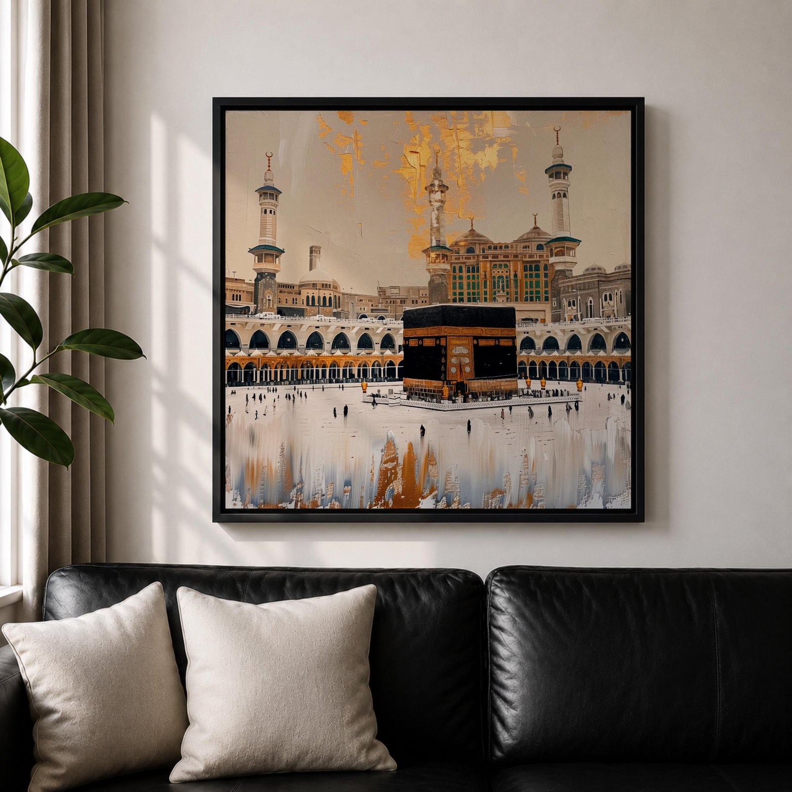 Kaaba Wall Art Tawaf Pilgrims Framed Canvas Masjid al Haram Mecca Islamic Home Decor