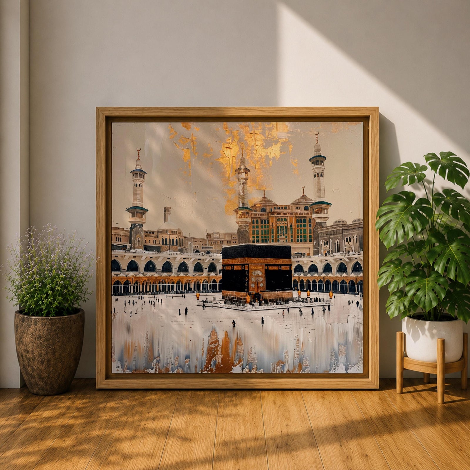Kaaba Wall Art Tawaf Pilgrims Framed Canvas Masjid al Haram Mecca Islamic Home Decor