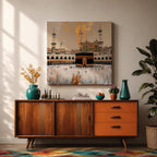 Kaaba Wall Art Tawaf Pilgrims Framed Canvas Masjid al Haram Mecca Islamic Home Decor