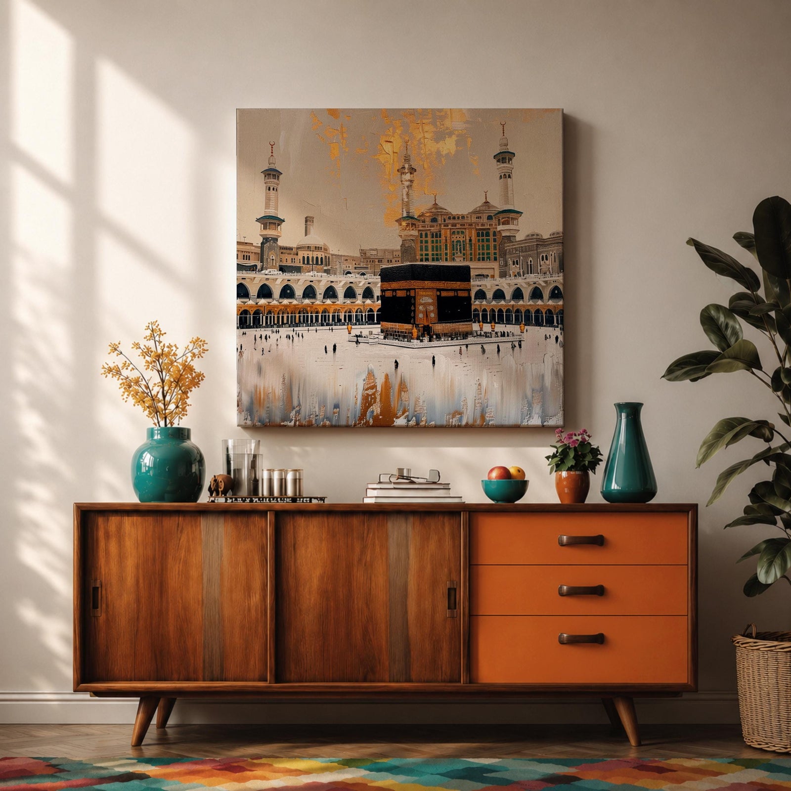 Kaaba Wall Art Tawaf Pilgrims Framed Canvas Masjid al Haram Mecca Islamic Home Decor
