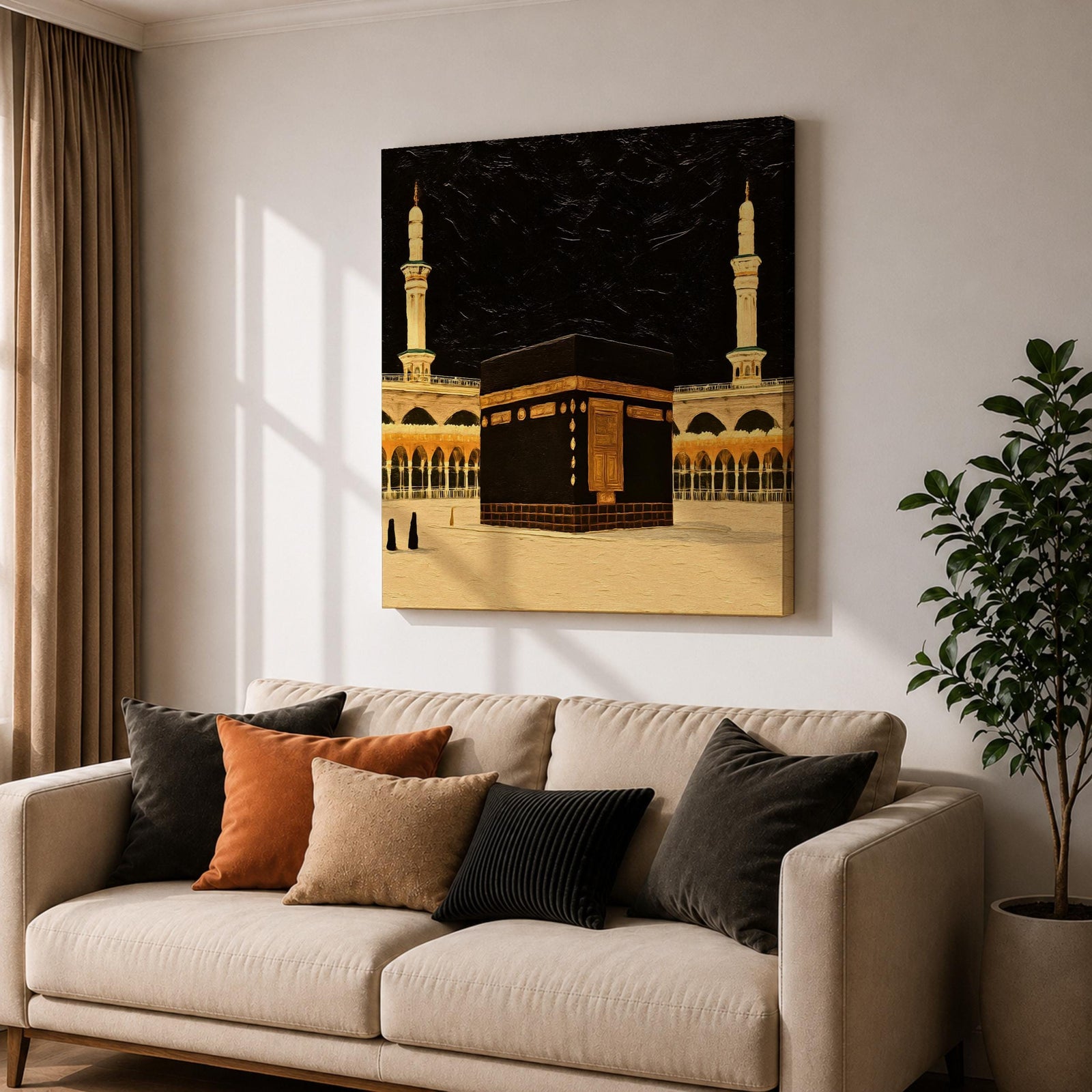 Kaaba Wall Art Sacred Mosque Framed Canvas Mecca Gift Islamic Prayer Room Home Decor