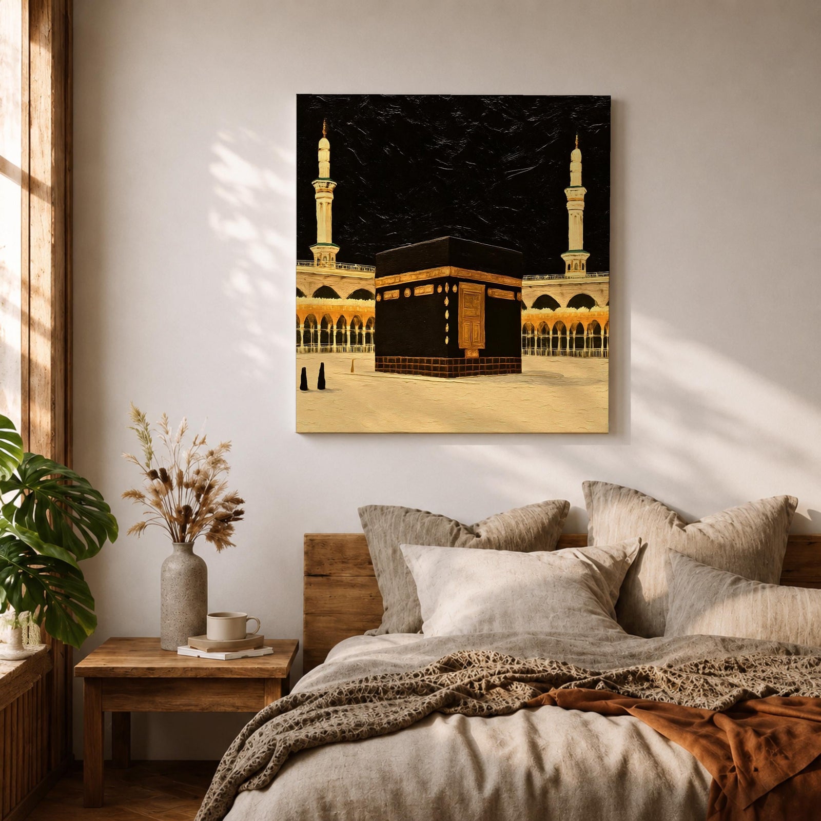 Kaaba Wall Art Sacred Mosque Framed Canvas Mecca Gift Islamic Prayer Room Home Decor