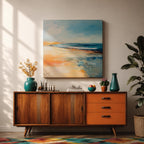 Coastal Ocean Wall Art Seaside Shoreline Framed Canvas Beach Abstract Rustic Home Decor