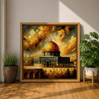 Masjid Al Aqsa Wall Art Dramatic Sky Framed Canvas Jerusalem Mosque Islamic Home Decor