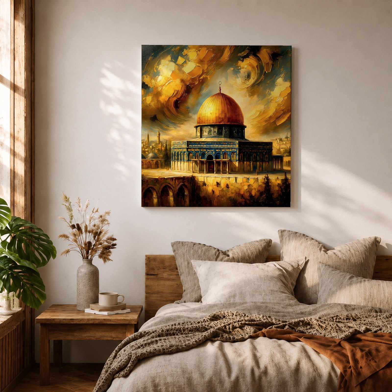 Masjid Al Aqsa Wall Art Dramatic Sky Framed Canvas Jerusalem Mosque Islamic Home Decor