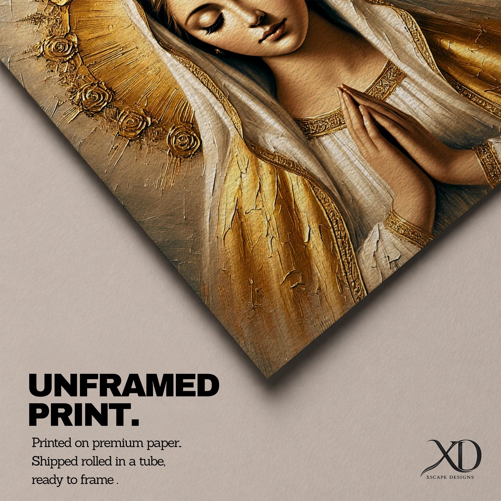 Our Lady of Grace Wall Art Virgin Mary Framed Canvas Vintage Catholic Home Decor