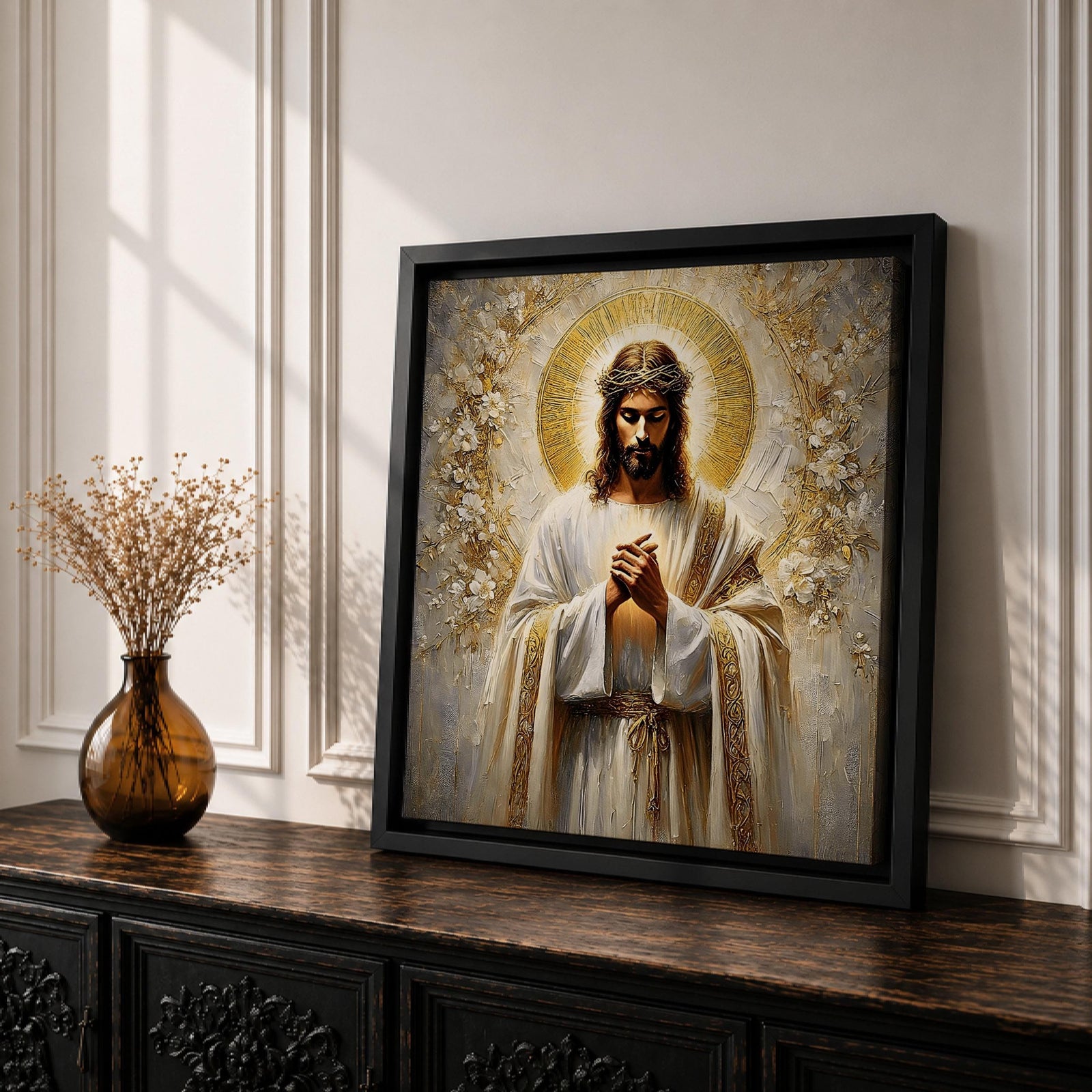 Jesus Christ Wall Art Christ the Redeemer Framed Canvas Christian Prayer Biblical Home Decor