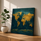 World Map Wall Art Global Atlas Framed Canvas Travel Modern Adventure Office Decor