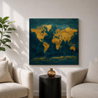 World Map Wall Art Global Atlas Framed Canvas Travel Modern Adventure Office Decor