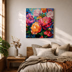 Peony Wall Art Colorful Garden Flowers Framed Canvas Botanical Boho Home Decor