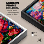 Peony Wall Art Colorful Garden Flowers Framed Canvas Botanical Boho Home Decor