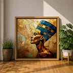 Queen Nefertiti Wall Art Egyptian Royalty Framed Canvas Ancient Egypt Stained Glass Cultural Decor