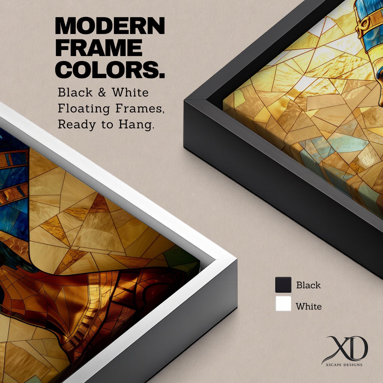 Queen Nefertiti Wall Art Egyptian Royalty Framed Canvas Ancient Egypt Stained Glass Cultural Decor