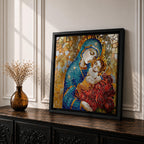 Virgin Mary Baby Jesus Wall Art Madonna and Child Framed Canvas Religious Home Decor