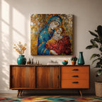 Virgin Mary Baby Jesus Wall Art Madonna and Child Framed Canvas Religious Home Decor
