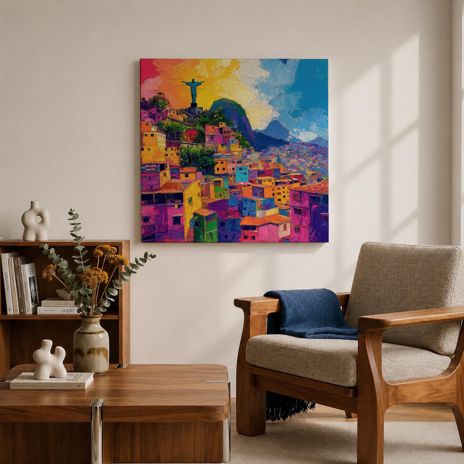 Christ the Redeemer Wall Art Rio de Janeiro Impasto Framed Canvas Brazil Home Decor