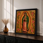 Our Lady of Guadalupe Wall Art Virgencita Framed Canvas Mexican Catholic Home Decor