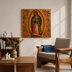 Our Lady of Guadalupe Wall Art Virgencita Framed Canvas Mexican Catholic Home Decor