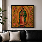 Our Lady of Guadalupe Wall Art Virgencita Framed Canvas Mexican Catholic Home Decor