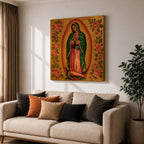 Our Lady of Guadalupe Wall Art Virgencita Framed Canvas Mexican Catholic Home Decor