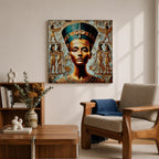 Queen Nefertiti Wall Art Amarna Royalty Framed Canvas Ancient Egypt Hieroglyphic Cultural Decor