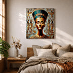 Queen Nefertiti Wall Art Amarna Royalty Framed Canvas Ancient Egypt Hieroglyphic Cultural Decor