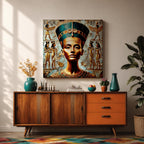 Queen Nefertiti Wall Art Amarna Royalty Framed Canvas Ancient Egypt Hieroglyphic Cultural Decor