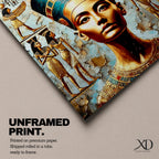 Queen Nefertiti Wall Art Amarna Royalty Framed Canvas Ancient Egypt Hieroglyphic Cultural Decor