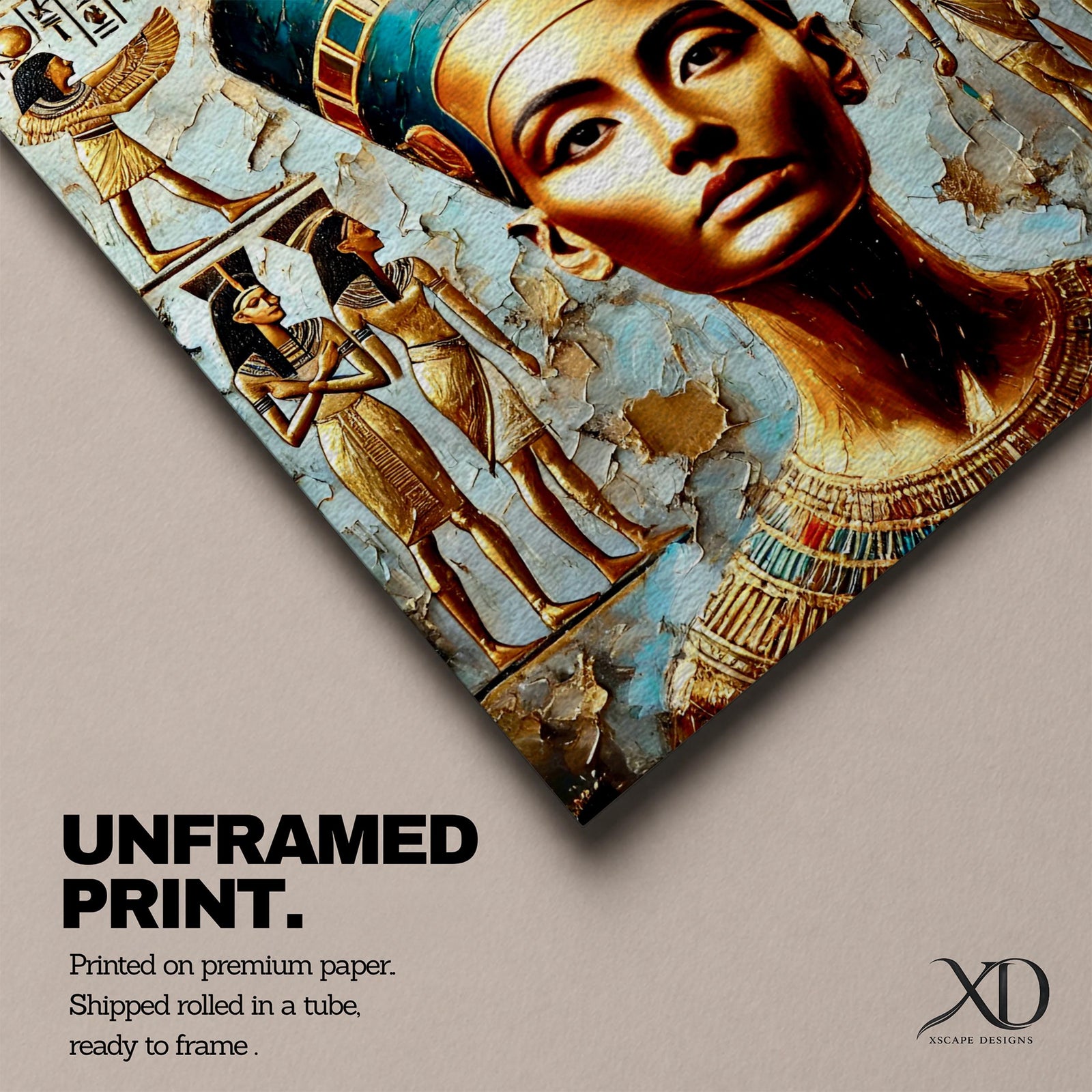 Queen Nefertiti Wall Art Amarna Royalty Framed Canvas Ancient Egypt Hieroglyphic Cultural Decor