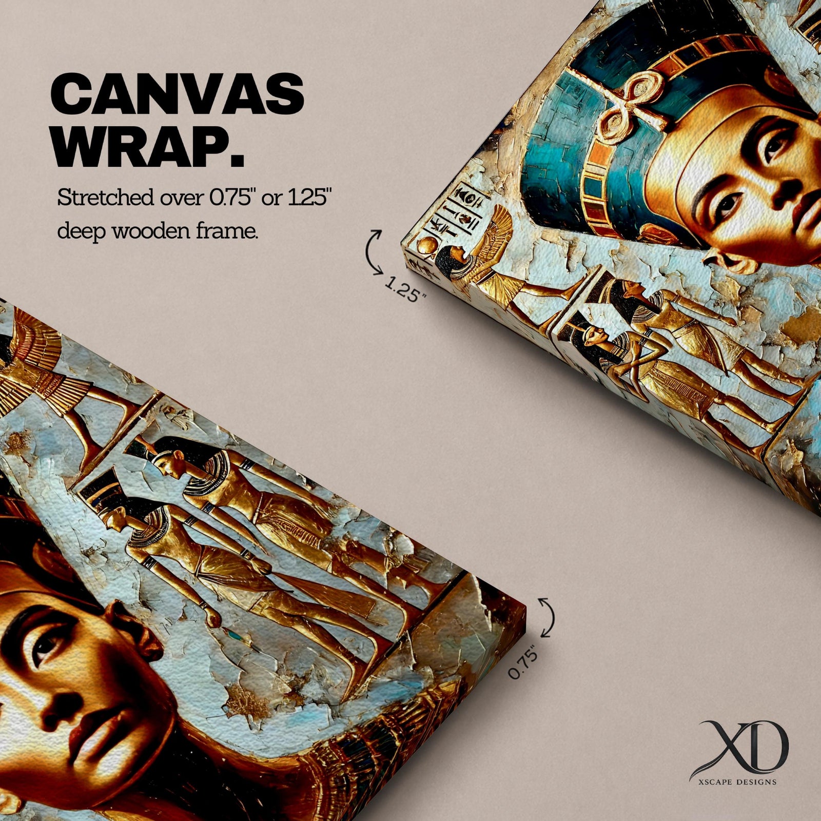 Queen Nefertiti Wall Art Amarna Royalty Framed Canvas Ancient Egypt Hieroglyphic Cultural Decor