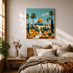 Dome of the Rock Wall Art Garden View Framed Canvas Jerusalem Mosque Islamic Decor