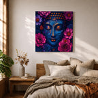 Buddha Wall Art Zen Meditation Framed Canvas Floral Buddhist Spiritual Mindful Decor