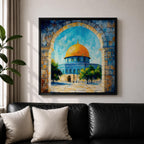 Dome of the Rock Wall Art Jerusalem Mosque Framed Canvas Islamic Prayer Room Decor