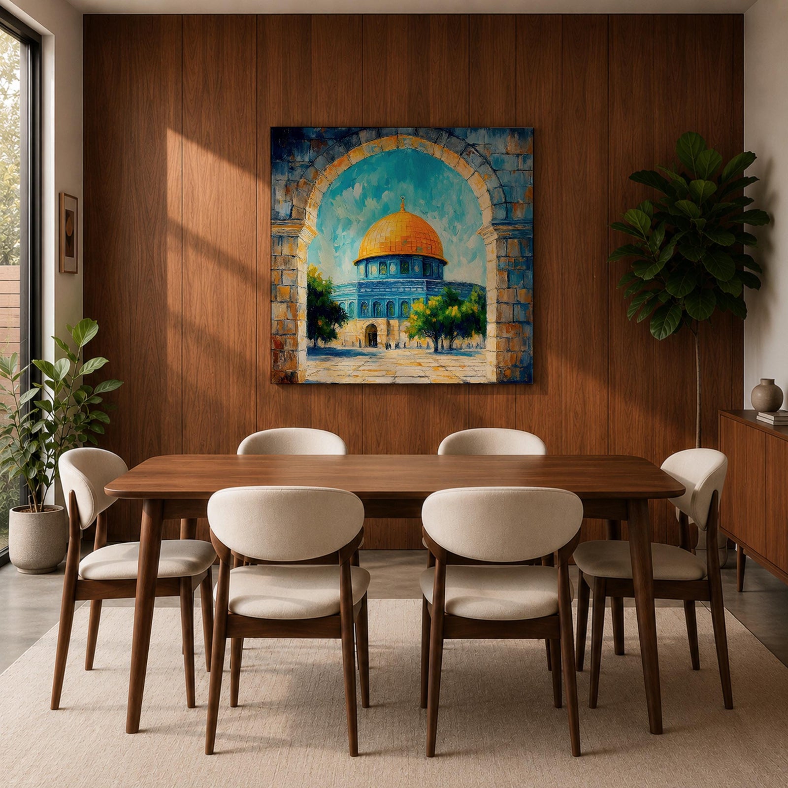 Dome of the Rock Wall Art Jerusalem Mosque Framed Canvas Islamic Prayer Room Decor