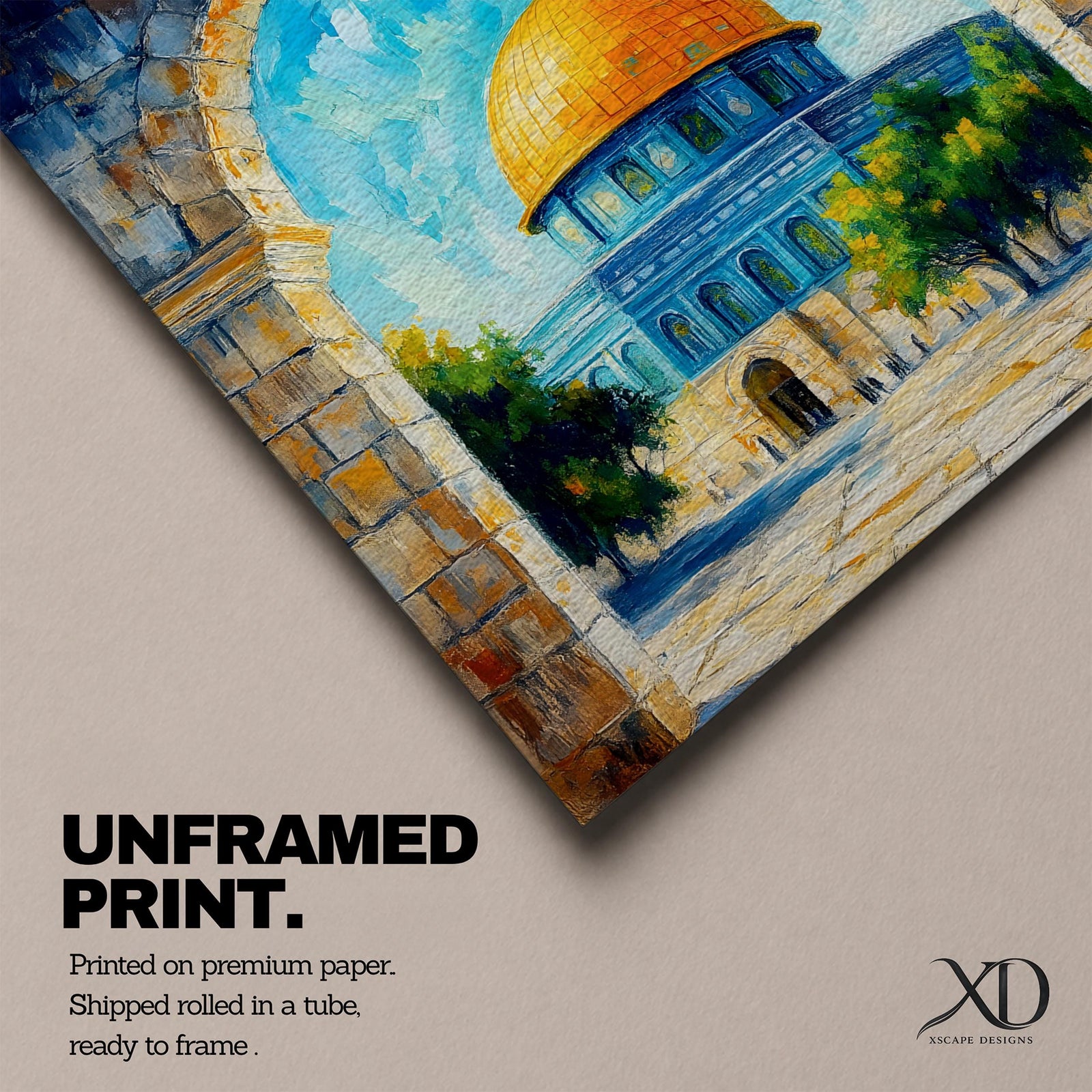 Dome of the Rock Wall Art Jerusalem Mosque Framed Canvas Islamic Prayer Room Decor
