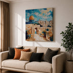 Dome of the Rock Wall Art Old City View Framed Canvas Jerusalem Islamic Decor
