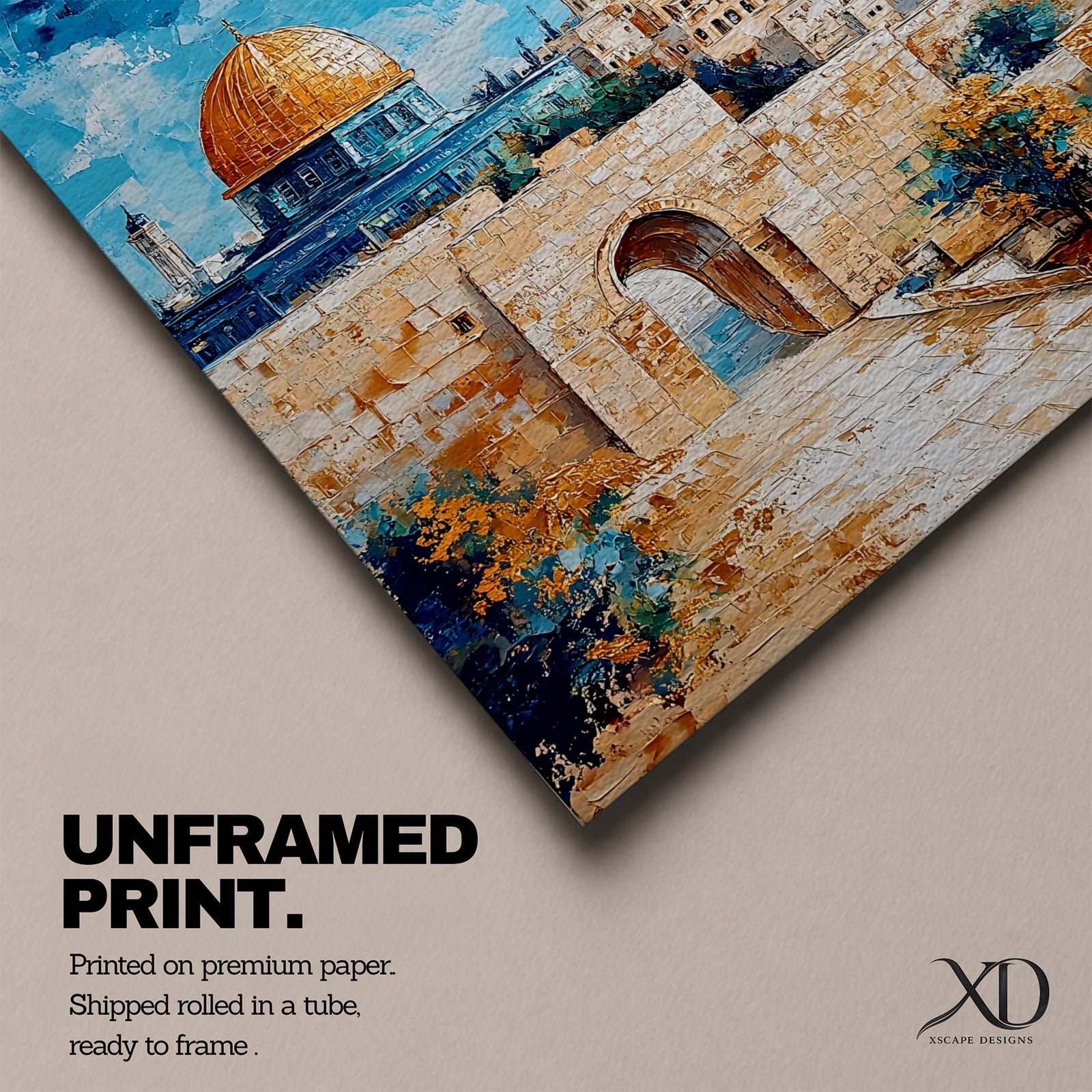 Dome of the Rock Wall Art Old City View Framed Canvas Jerusalem Islamic Decor