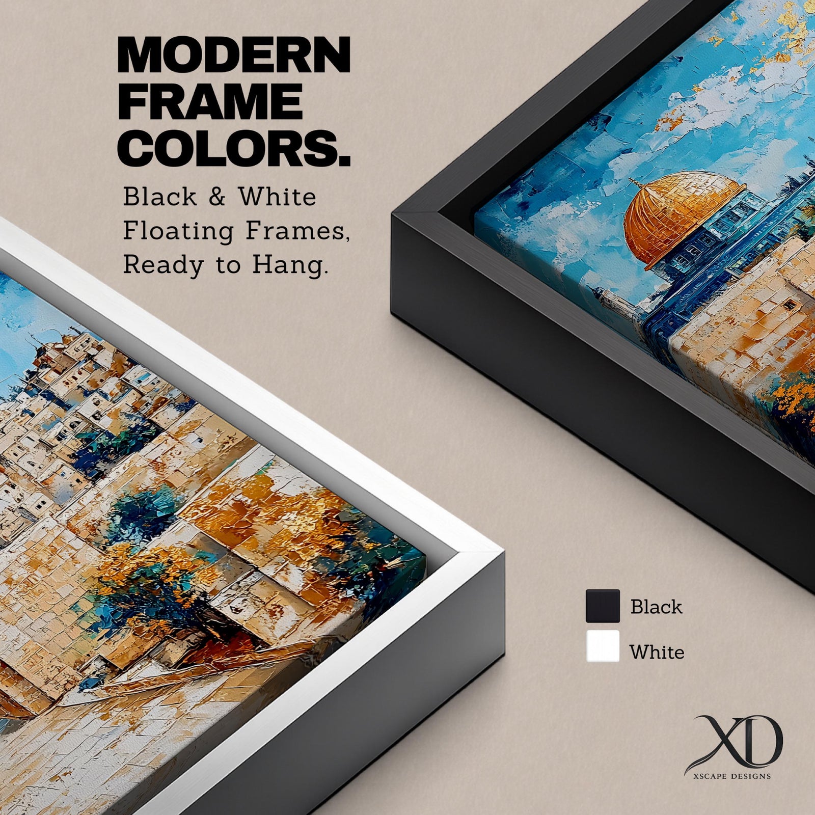 Dome of the Rock Wall Art Old City View Framed Canvas Jerusalem Islamic Decor