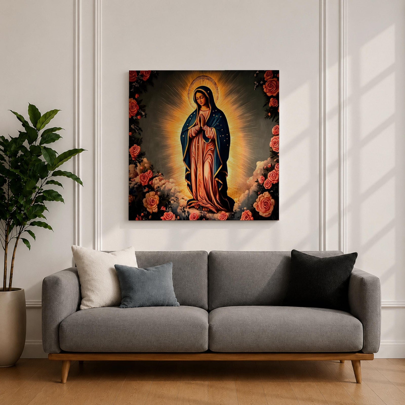 Our Lady of Guadalupe Wall Art La Guadalupana Framed Canvas Mexican Catholic Home Decor