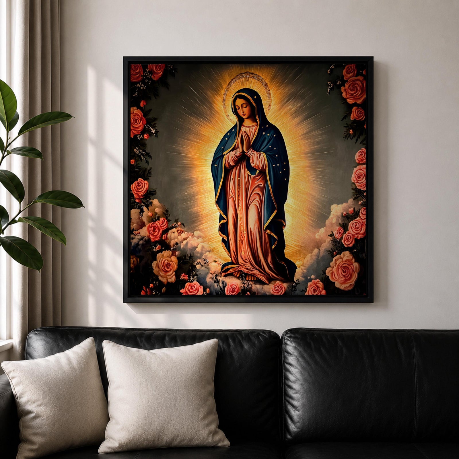 Our Lady of Guadalupe Wall Art La Guadalupana Framed Canvas Mexican Catholic Home Decor